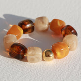 Armband Würfel goldene Kugel braun