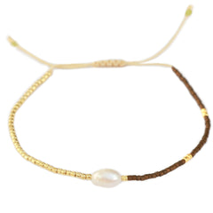Pulsera Miyuki perla marrón