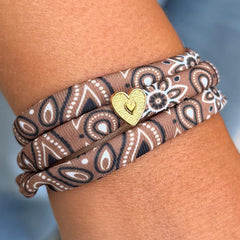 Armband bandana bruin hart goud