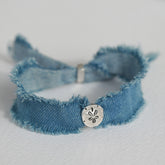 Silver denim wrap bracelet