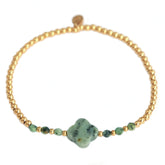 Pulsera facetada trébol verde mar