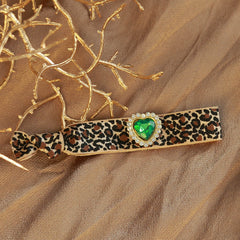 Bracelet léopard strass vert