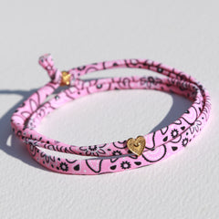 Rosa Bandana Fußkettchen goldenes Herz