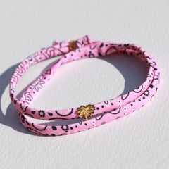 Armband - enkelbandje bandana pink palm goud
