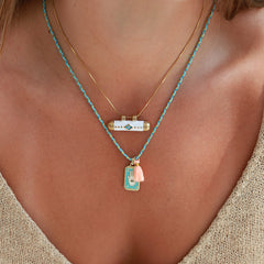 Necklace evil eye white bar