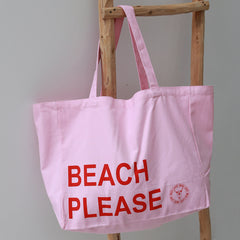 Bolsa de playa de lona, por favor, rosa