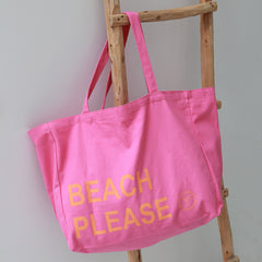 Canvas beach bag beach please pink/orange