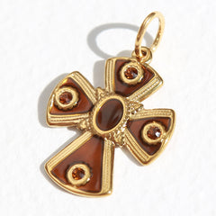 Amber cross charm