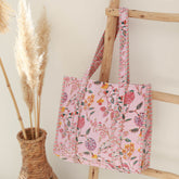 Bolso de hombro con estampado de bloques rosa claro