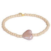 Bracelet stone heart beige