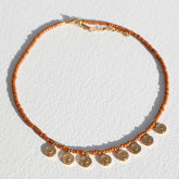 Miyuki Goldmünzen Halskette Cognac