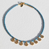 Miyuki Goldmünzen Halskette blau