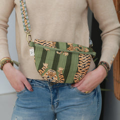 Bolso bandolera verde leopardo