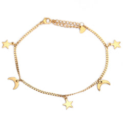 Tobillera de oro con lunas y estrellas