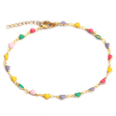 Anklet colorful hearts