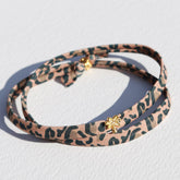 Fußkettchen - Armband mit Leopardenmuster und Palmenmuster Gold