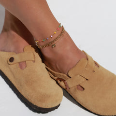 Goldenes Fußkettchen mit Initiale Ihrer Wahl