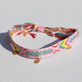 Enkelbandje cotton aztec pink golden coin