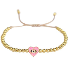 Armband böses Auge rosa Herz Gold