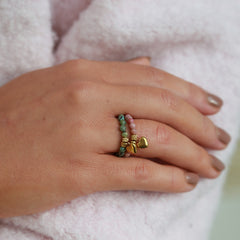 Ring facet heart seagreen