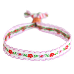 Geweven armband cotton flower lila