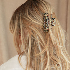 Hair clip leopard marble