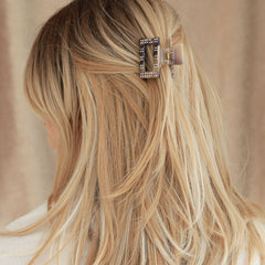 Haarklem pequeño, recto, strass color topo