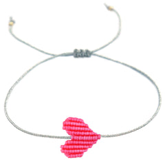 Bracelet pink heart silver