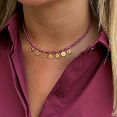 Collier Miyuki en forme de pièce d'or rose