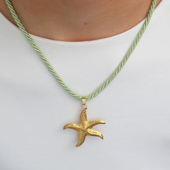Statement ketting met zeester groen