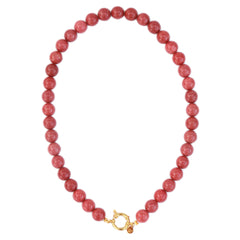 Collar con piedra burbuja color burdeos claro