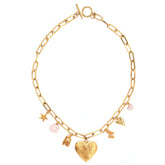 Gold link chain love heart