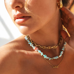 Ketting coral stone goud