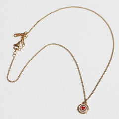 Gouden ketting hart roze rood
