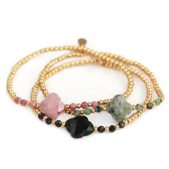 Pulsera facetada trébol rosa viejo