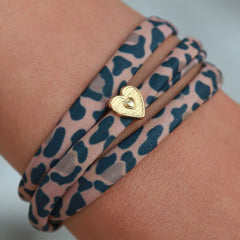 Pulsera leopardo corazón oro