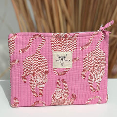 Kosmetiktasche in Leopardenmuster und Rosa