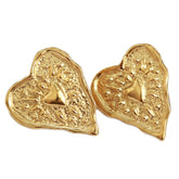 Gold statement heart earrings