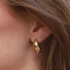Gouden oorbellen drops strass