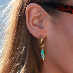 Oorbel marmer turquoise