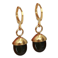 Gold earrings little stone black