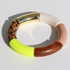Bracelet Penne jaune fluo léopard