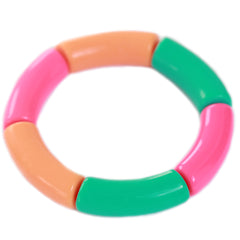 Brazalete pluma verde naranja rosa