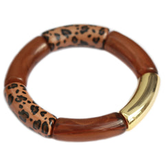 Bracelet penne léopard marron