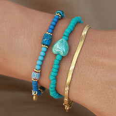 Armband stone hart blauw