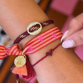 Armband set burgunderfarbenes herz