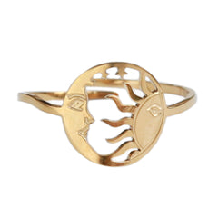 Bague en or lune et soleil