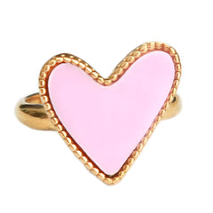 Gold ring dots heart pink