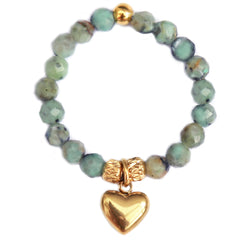 Ring facet heart seagreen