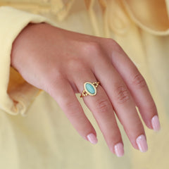 Golden ring oval turquoise